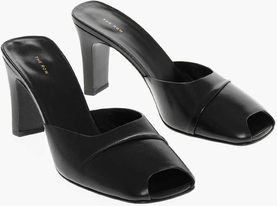 Saboti THE ROW Open Toe Milla Leather Mules 8Cm Black Femei (BM 18952627) 1