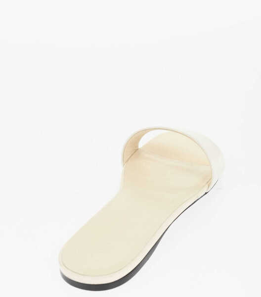 Sandale fara toc THE ROW Satin Combo Slides With Cuir Sole White Femei (BM 18952630) 2