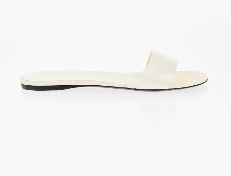 Sandale fara toc THE ROW Satin Combo Slides With Cuir Sole White Femei (BM 18952630) 3