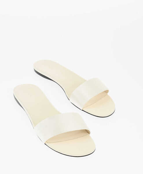 Sandale fara toc THE ROW Satin Combo Slides With Cuir Sole White Femei (BM 18952630) 1
