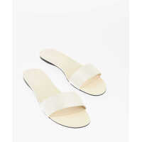 Sandale fara toc Satin Combo Slides With Cuir Sole Femei