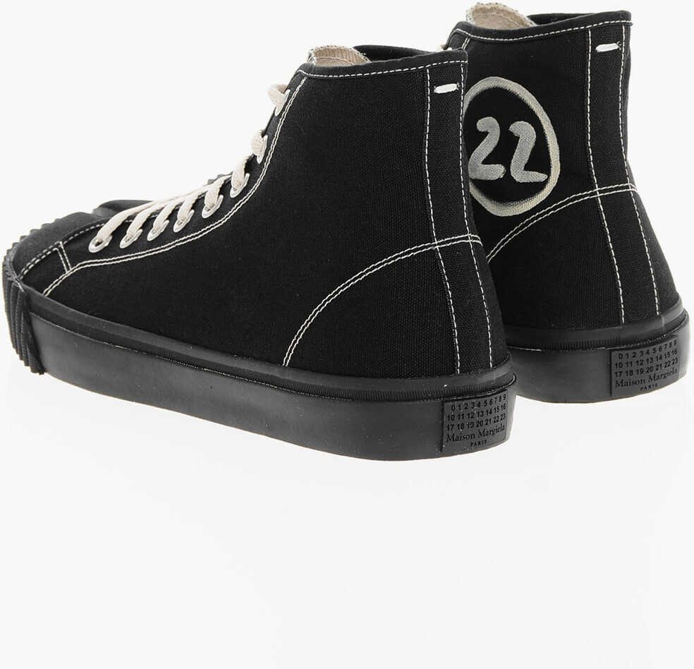 Sneakers Maison Margiela Mm22 Canvas Tabi High-Top Sneakers With Side Print Black Barbati (BM 18952636) 2