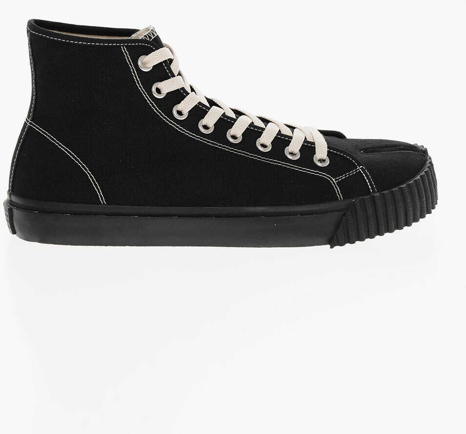 Sneakers Maison Margiela Mm22 Canvas Tabi High-Top Sneakers With Side Print Black Barbati (BM 18952636) 3