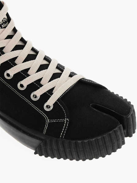 Sneakers Maison Margiela Mm22 Canvas Tabi High-Top Sneakers With Side Print Black Barbati (BM 18952636) 4