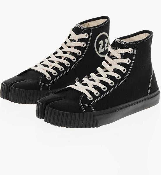 Sneakers Maison Margiela Mm22 Canvas Tabi High-Top Sneakers With Side Print Black Barbati (BM 18952636) 1
