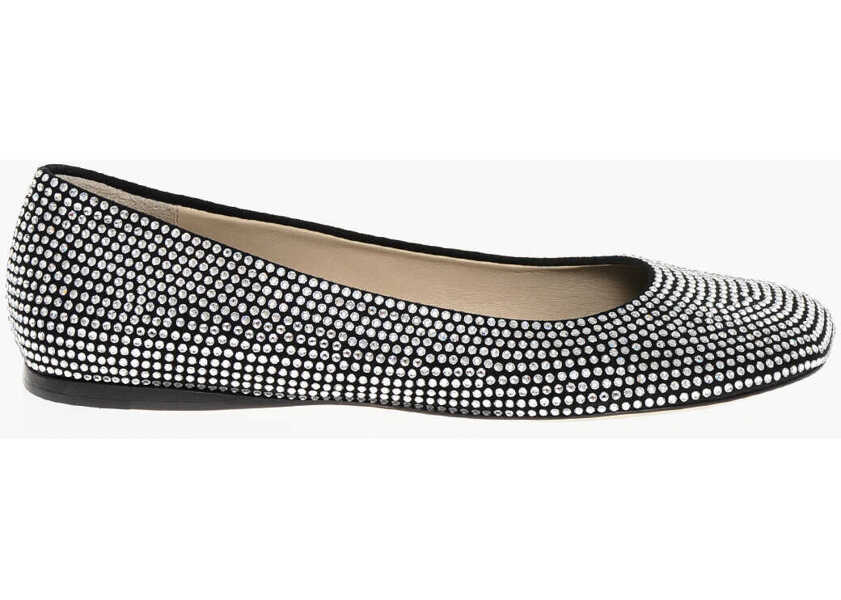 Balerini casual Loewe All-Over Rhinestoned Leather Ballet Flats Black Femei (BM 18952651) 3