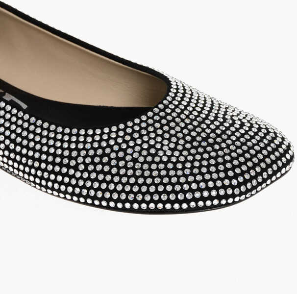 Balerini casual Loewe All-Over Rhinestoned Leather Ballet Flats Black Femei (BM 18952651) 4