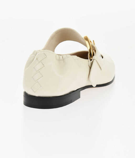 Balerini casual Bottega Veneta Mary Jane Astaire Ballet Flates Witrh Maxi Buckle White Femei (BM 18952657) 2