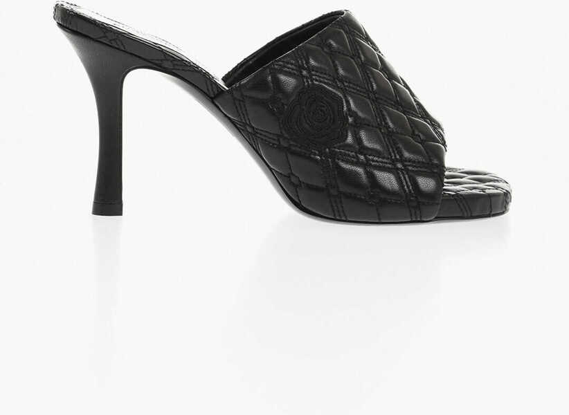 Saboti Burberry Quilted Leather Open Toe Mules 9Cm Black Femei (BM 18952684) 3