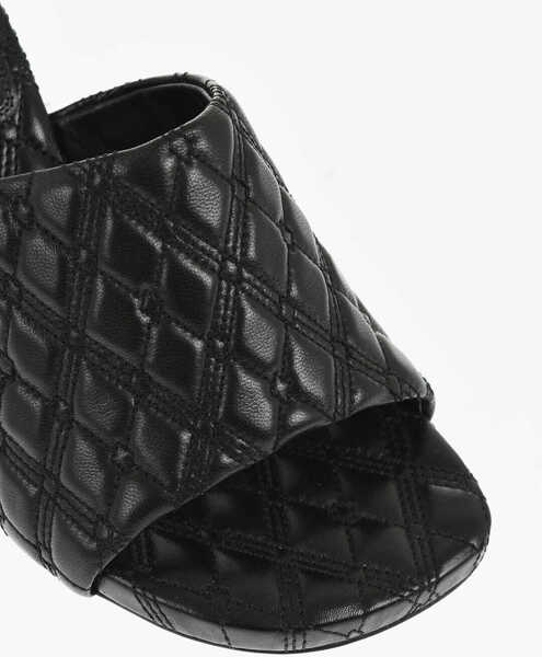 Saboti Burberry Quilted Leather Open Toe Mules 9Cm Black Femei (BM 18952684) 4