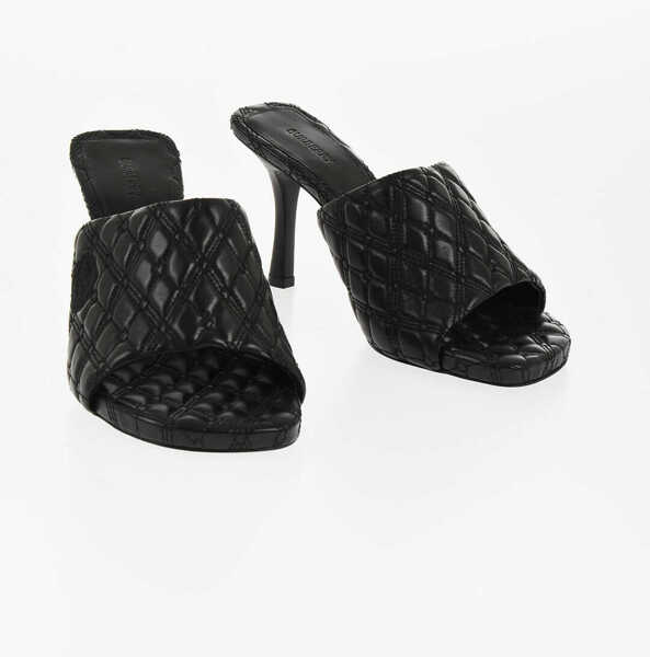 Saboti Burberry Quilted Leather Open Toe Mules 9Cm Black Femei (BM 18952684) 1