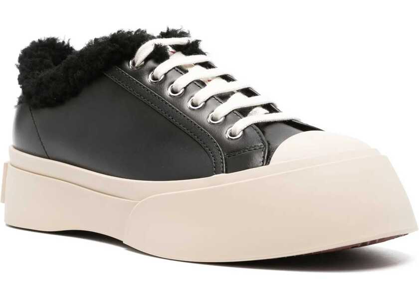 Sneakers Marni Leather Low-Top Sneakers With Shearling Lining Black Femei (BM 18952690) 2