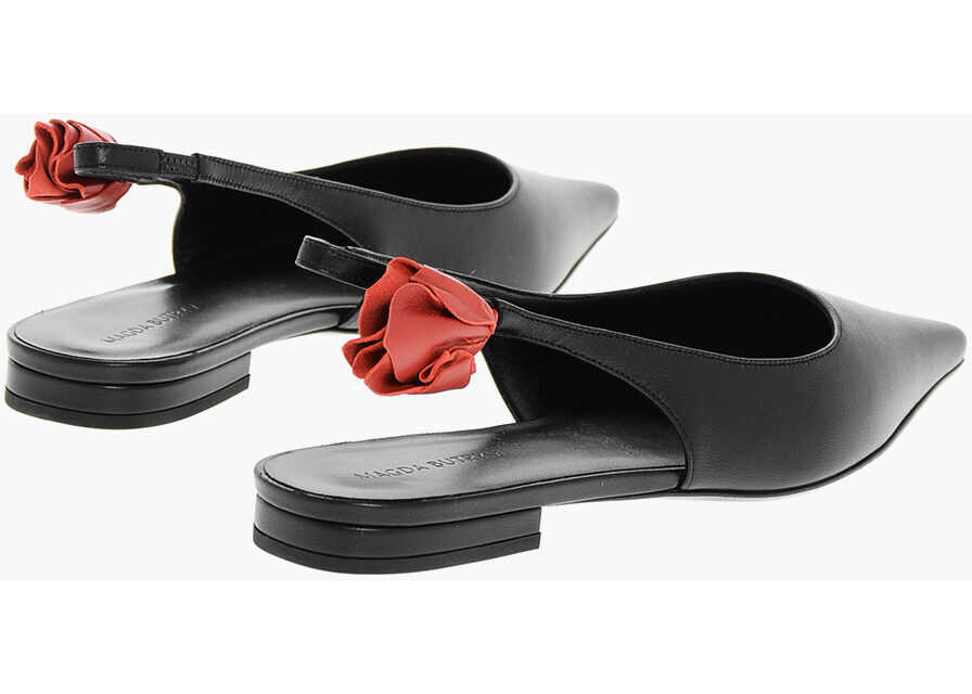 Balerini casual Magda Butrym Point Toe Leather Ballet Flats With Slingback Design Black Femei (BM 18952711) 2