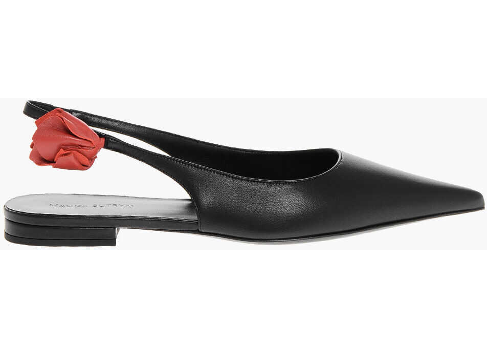 Balerini casual Magda Butrym Point Toe Leather Ballet Flats With Slingback Design Black Femei (BM 18952711) 3