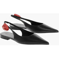 Balerini casual Point Toe Leather Ballet Flats With Slingback Design Femei