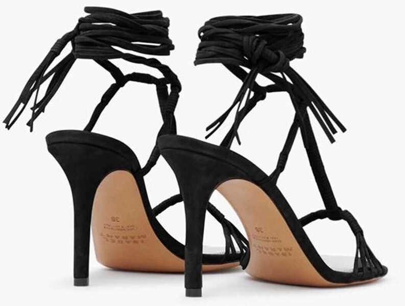 Sandale cu toc Isabel Marant Suede Macrame T-Bar Sandals 9Cm Black Femei (BM 18952714) 2