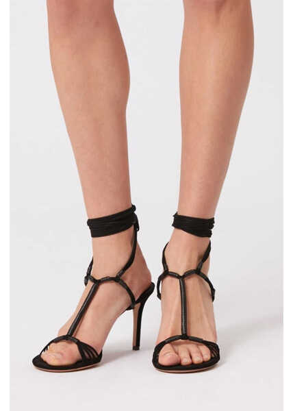 Sandale cu toc Isabel Marant Suede Macrame T-Bar Sandals 9Cm Black Femei (BM 18952714) 3