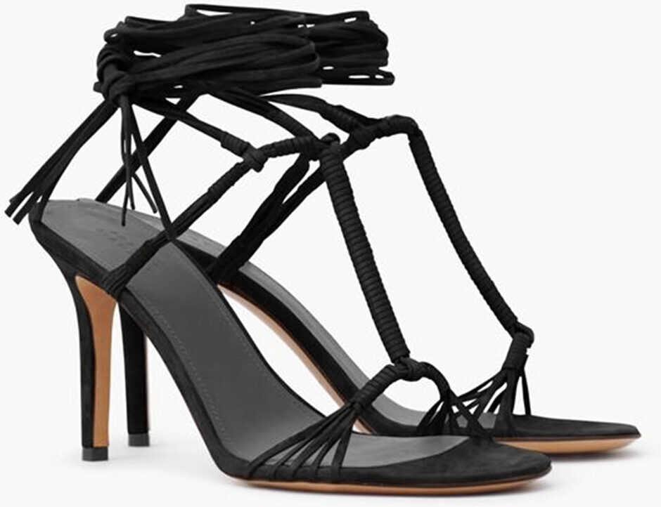 Sandale cu toc Isabel Marant Suede Macrame T-Bar Sandals 9Cm Black Femei (BM 18952714) 1