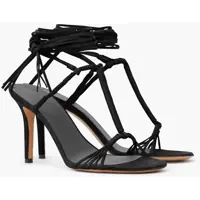 Sandale cu toc Suede Macrame T-Bar Sandals 9Cm Femei