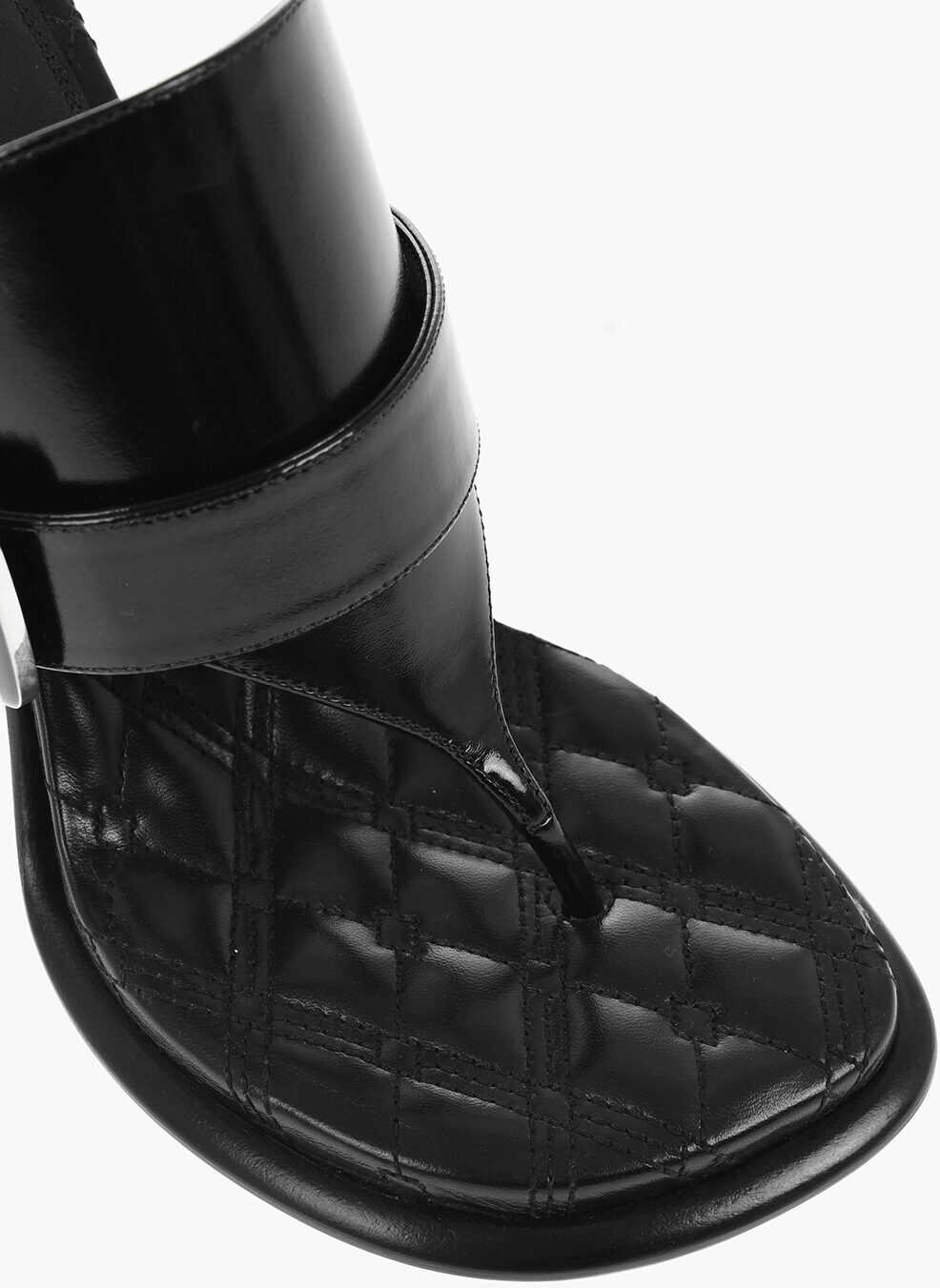 Sandale cu toc Burberry Leather Thong Sandals With Buckle 10Cm Black Femei (BM 18952807) 4