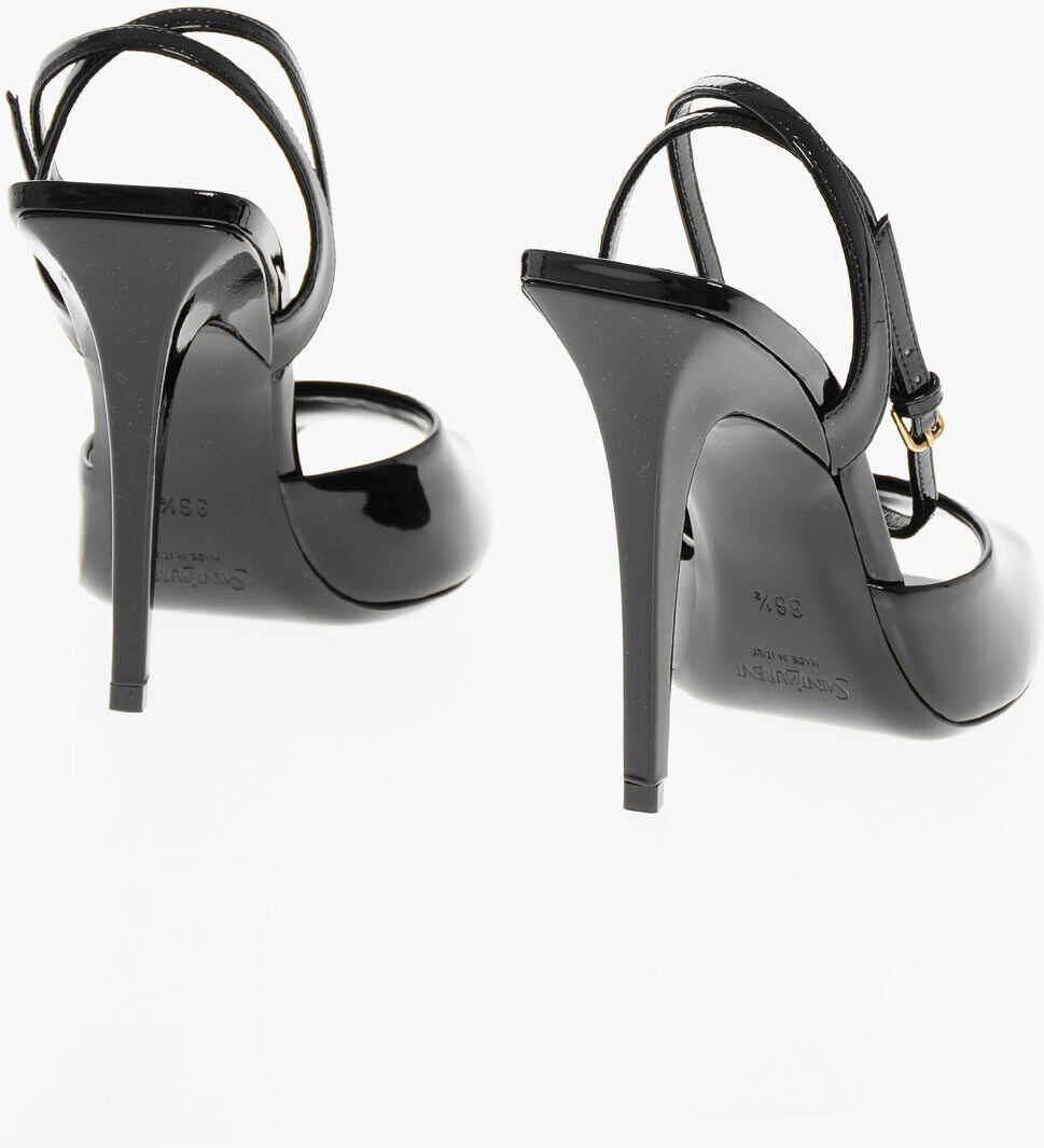 Sandale cu toc Saint Laurent Patent Leather Sandals With Ankle Strap 11Cm Black Femei (BM 18952840) 2