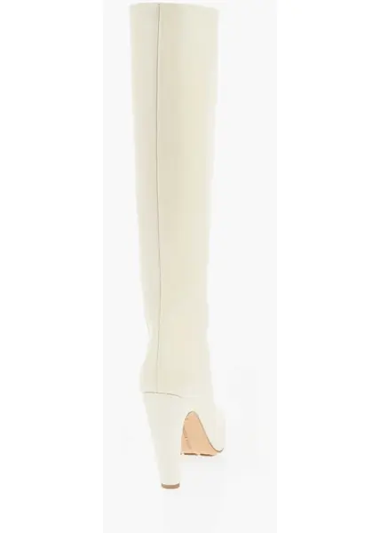 Cizme lungi Bottega Veneta Leather Knee-Length Boots With Cuir Sole 11Cm White Femei (BM 18952843) 2