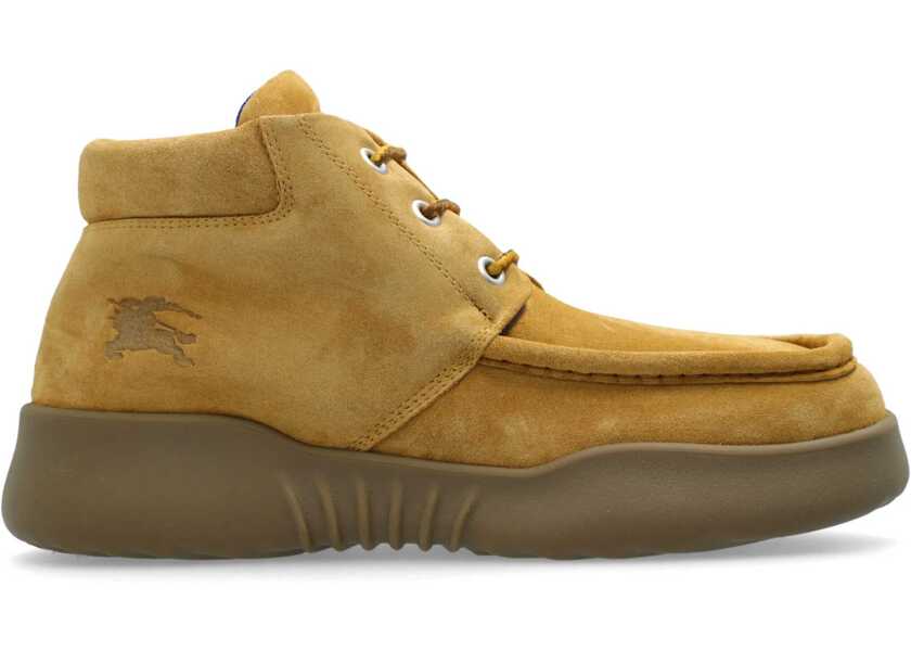 Ghete Burberry Suede Manilla Lace-Up Booties Beige Barbati (BM 18952852) 1