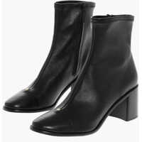 Botine Leather Cap-Toe Booties With Inner Zip Femei
