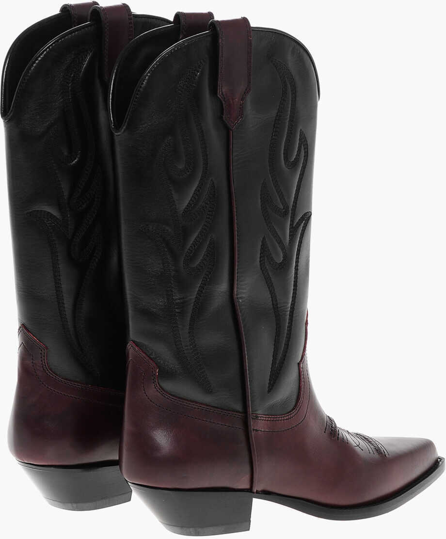 Botine SONORA Two-Tone Leather Santa Fe Western Booties 5Cm Black Femei (BM 18952873) 2