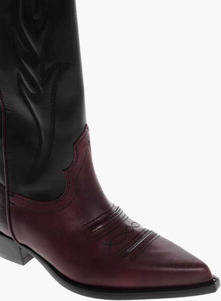 Botine SONORA Two-Tone Leather Santa Fe Western Booties 5Cm Black Femei (BM 18952873) 4