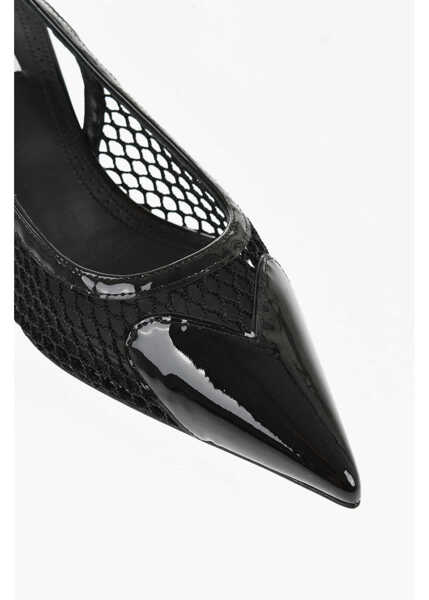 Pantofi stiletto Alaa Mesh Slingbacks With Patent Leather Details 5Cm Black Femei (BM 18952879) 4