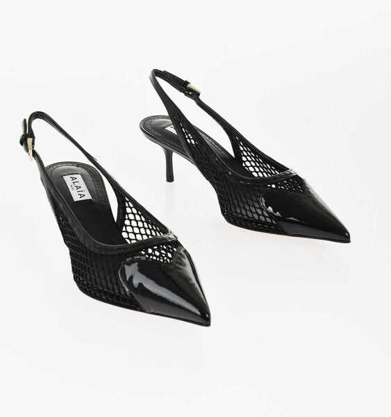 Pantofi stiletto Alaa Mesh Slingbacks With Patent Leather Details 5Cm Black Femei (BM 18952879) 1