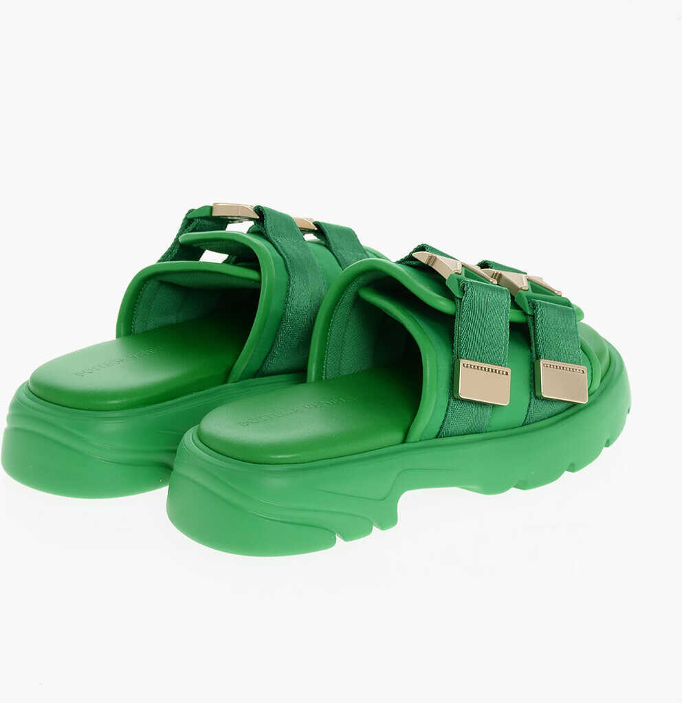 Sandale Bottega Veneta Nylon Flash Sliders With Safety Buckle Green Barbati (BM 18952885) 2
