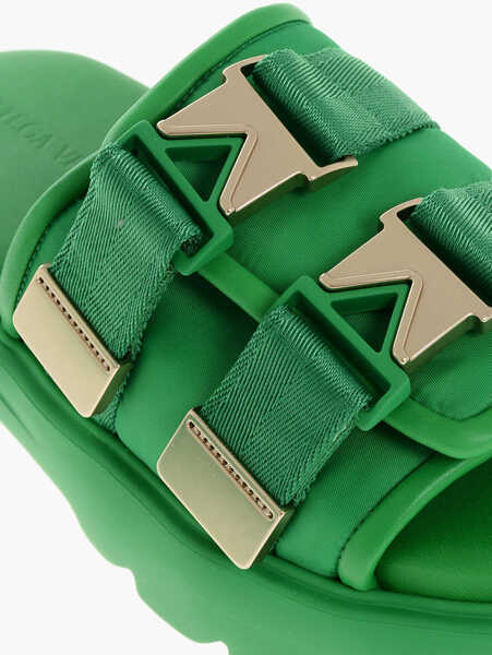 Sandale Bottega Veneta Nylon Flash Sliders With Safety Buckle Green Barbati (BM 18952885) 4