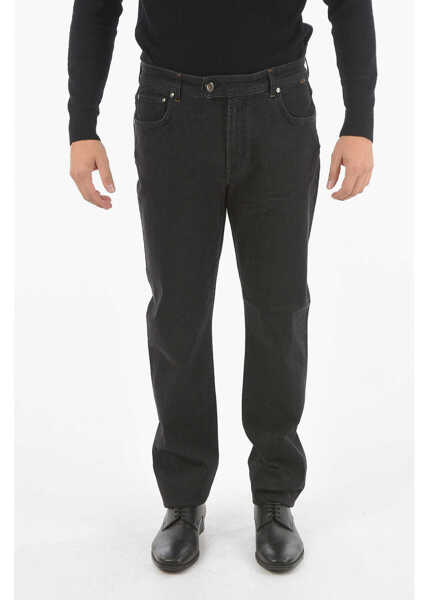 Blugi drepti CORNELIANI Id Dark Washed Stretch Denim Jeans 17Cm Black Barbati (BM 18952888) 1