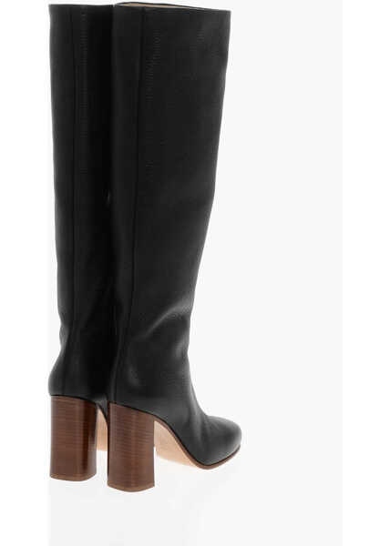 Cizme lungi Khaite Textured Leather Willow Under The Knee Boots 10Cm Black Femei (BM 18952903) 2