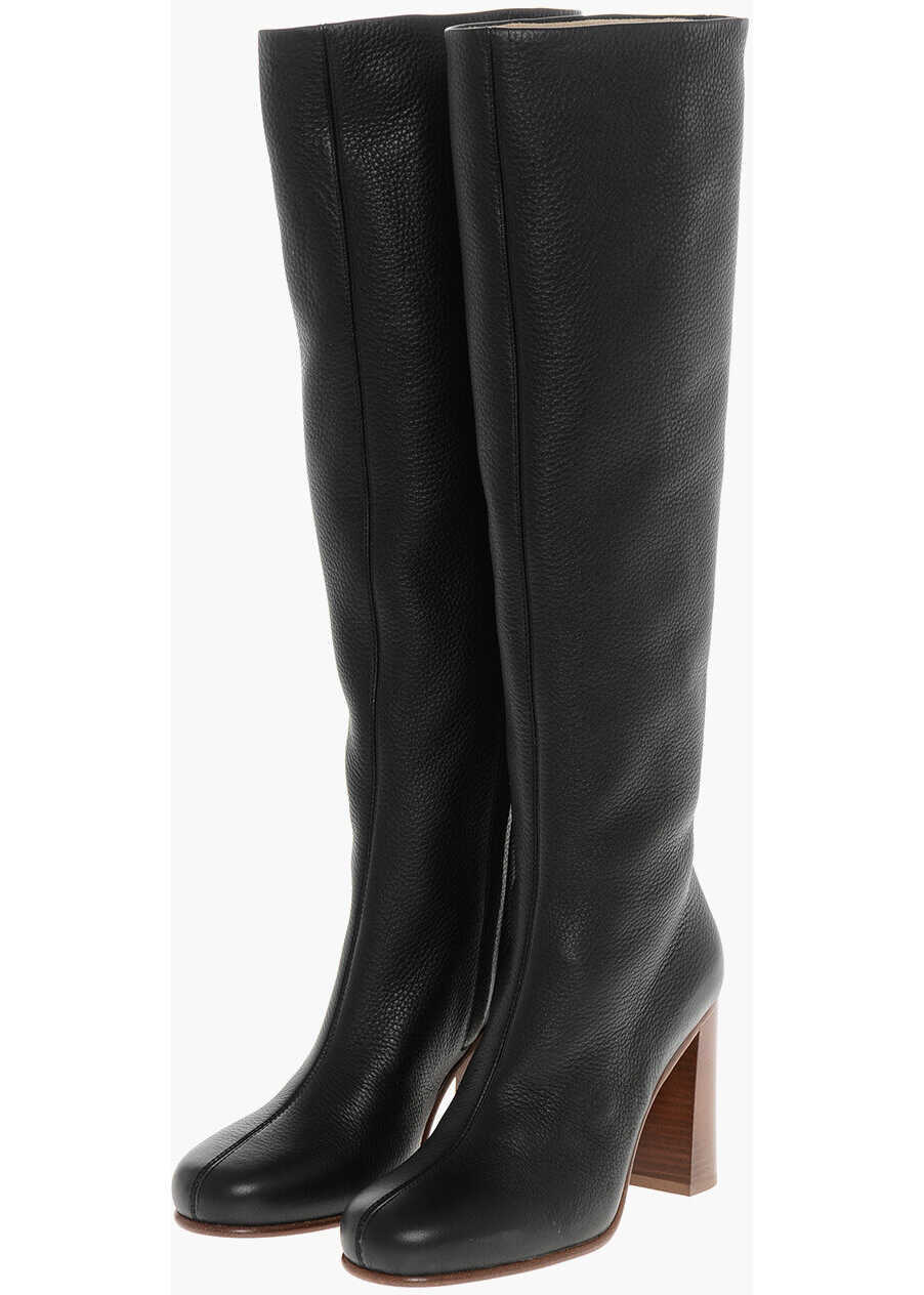 Cizme lungi Khaite Textured Leather Willow Under The Knee Boots 10Cm Black Femei (BM 18952903) 1