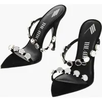 Sandale cu toc Suede Venus Sandals With Rhinestones 10Cm Femei