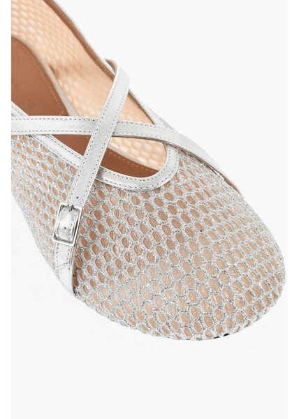 Balerini casual DACCORI Mesh Bambi Ballet Flats With Criss Cross Strap Silver Femei (BM 18952993) 4
