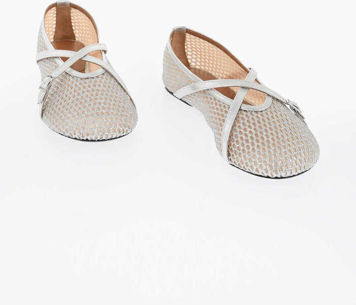 Balerini casual DACCORI Mesh Bambi Ballet Flats With Criss Cross Strap Silver Femei (BM 18952993) 1