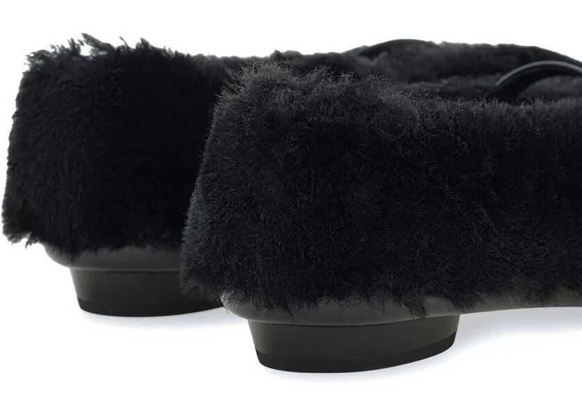 Balerini casual Salvatore Ferragamo Shearling Noella Mary Jane Ballet Flats Black Femei (BM 18953002) 3