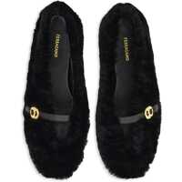 Balerini casual Dama - Balerini casual Salvatore Ferragamo Shearling Noella Mary Jane Ballet Flats Black Femei (BM 18953002) - B-mall.ro