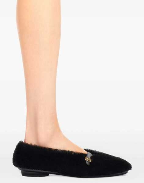 Balerini casual Salvatore Ferragamo Shearling Noella Mary Jane Ballet Flats Black Femei (BM 18953002) 5