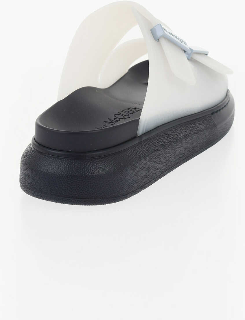 Sandale Alexander McQueen Rubber Birke Sliders With Double Buckle White Barbati (BM 18953005) 2