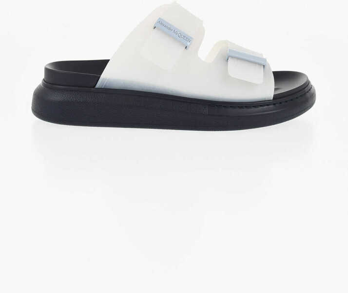 Sandale Alexander McQueen Rubber Birke Sliders With Double Buckle White Barbati (BM 18953005) 3