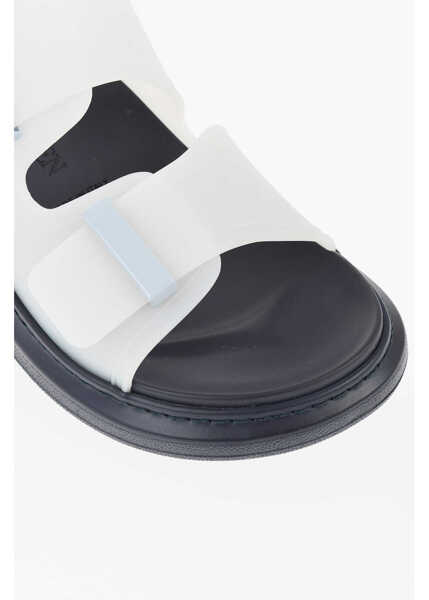 Sandale Alexander McQueen Rubber Birke Sliders With Double Buckle White Barbati (BM 18953005) 4