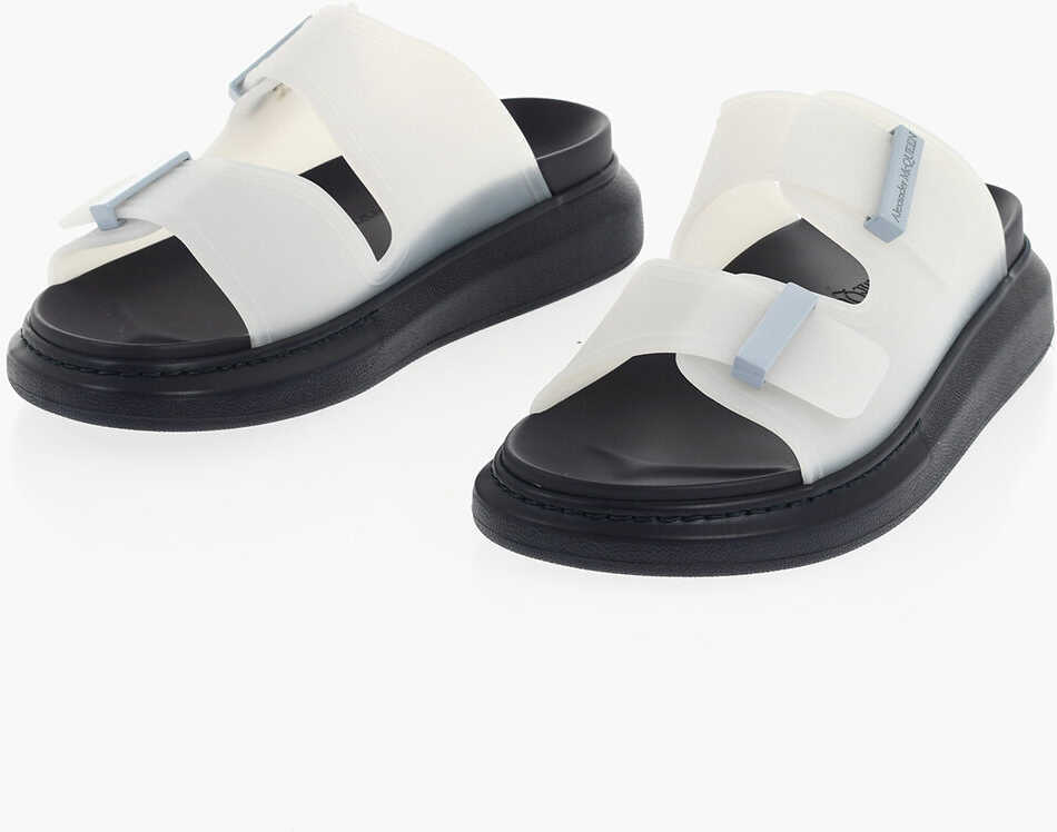 Sandale Alexander McQueen Rubber Birke Sliders With Double Buckle White Barbati (BM 18953005) 1