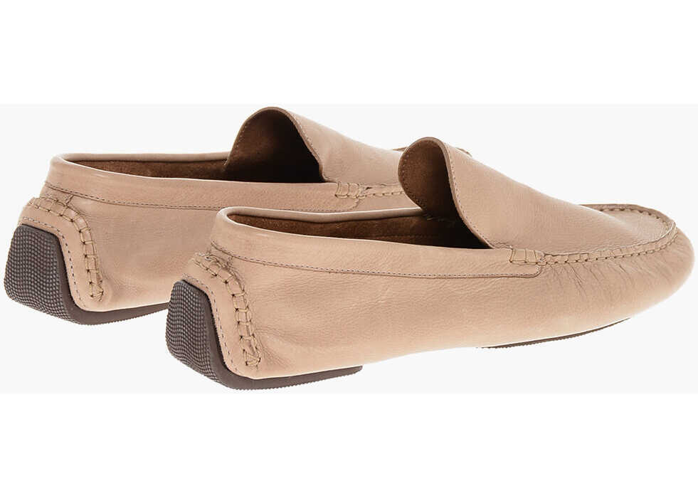 Mocasini THE ROW Leather Lucca Loafers Beige Femei (BM 18953044) 2