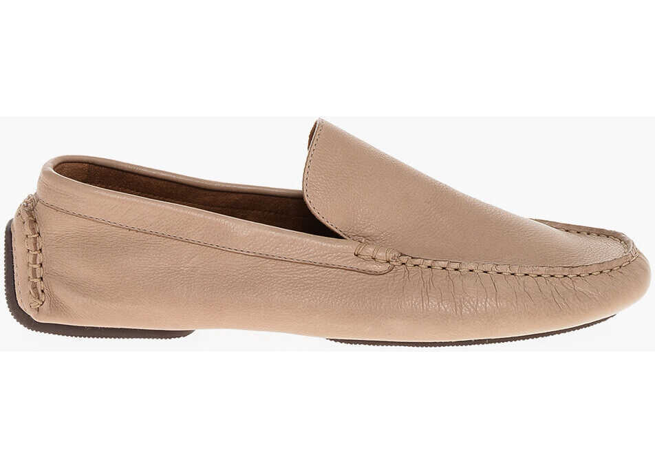 Mocasini THE ROW Leather Lucca Loafers Beige Femei (BM 18953044) 3