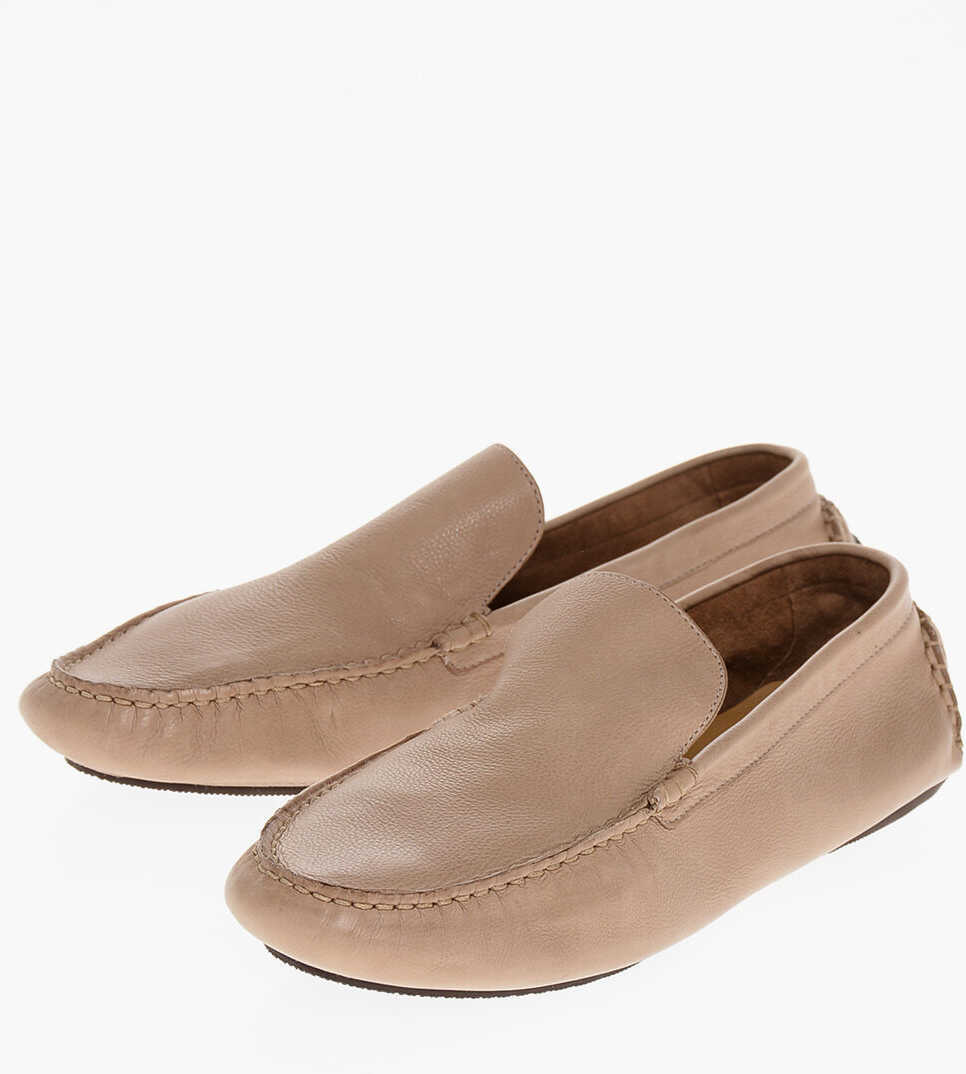 Mocasini THE ROW Leather Lucca Loafers Beige Femei (BM 18953044) 1